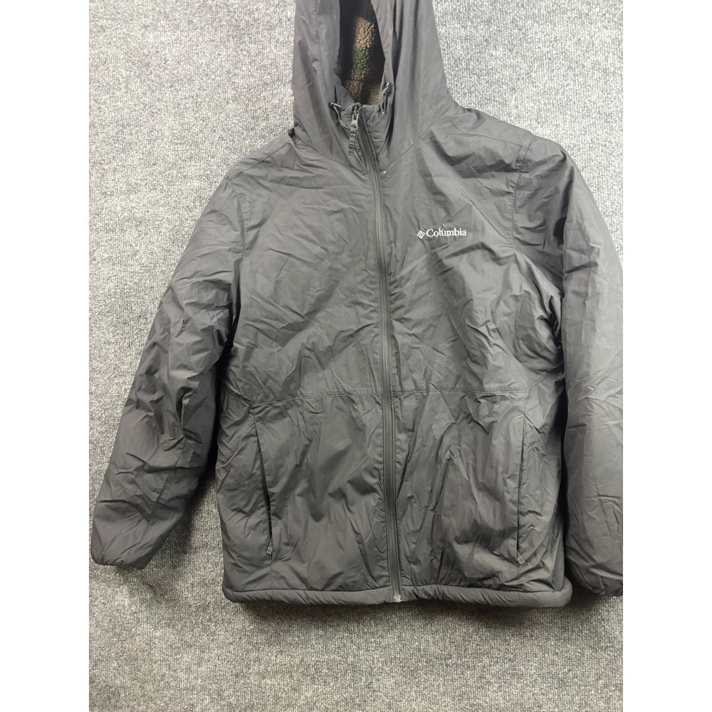 Columbia Glennaker II Sherpa Hooded Jacket Men's M Camo Sherpa Lined Full Zip